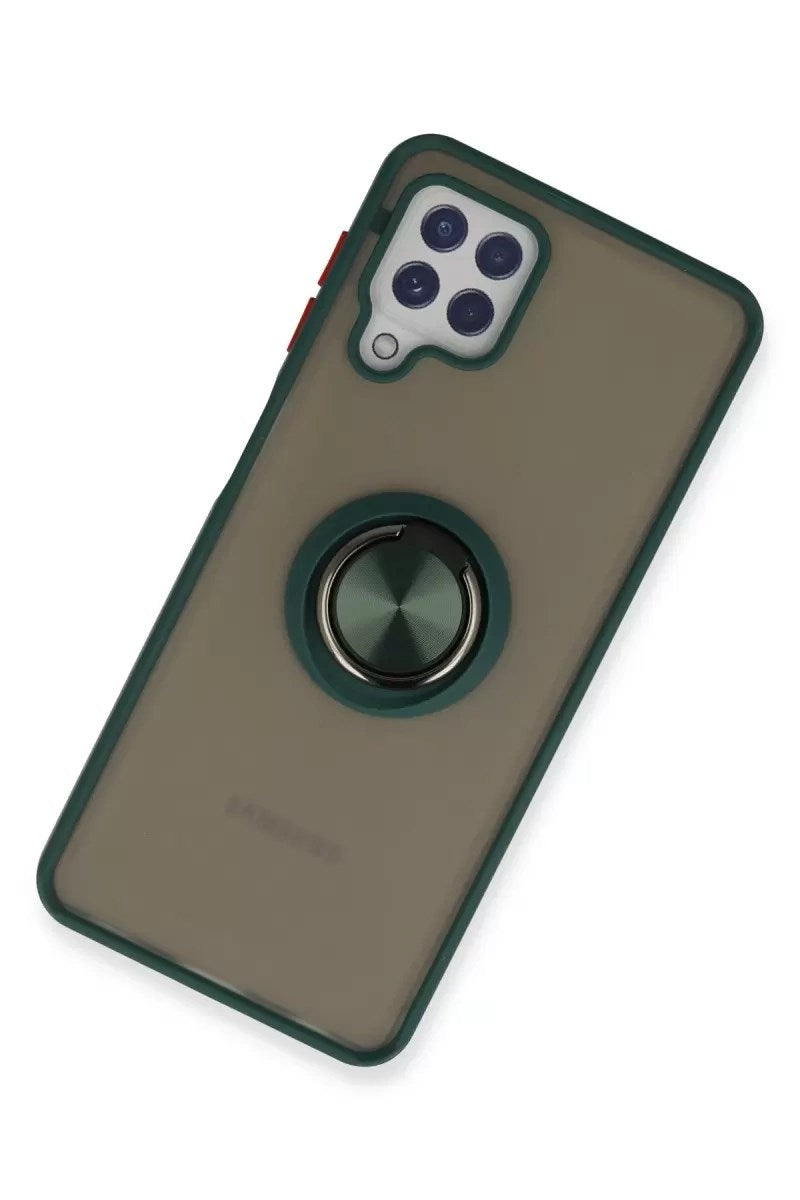 Mey İthalat® Samsung Galaxy A22 Kılıf Montreal Yüzüklü Silikon Kapak - Yeşil