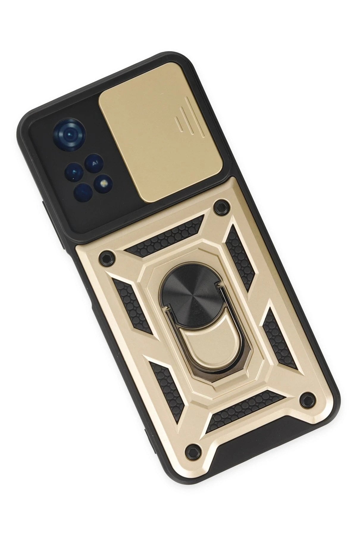 Mey İthalat® Poco M4 Pro 4G Kılıf Pars Lens Yüzüklü Silikon - Gold