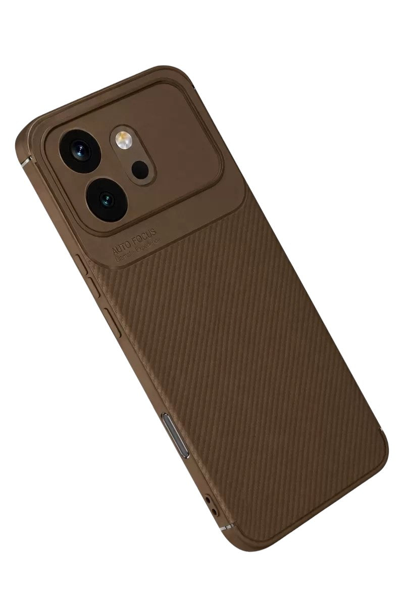 Mey İthalat® Huawei Honor 600 Auto Focus Karbon Kapak - Kahverengi