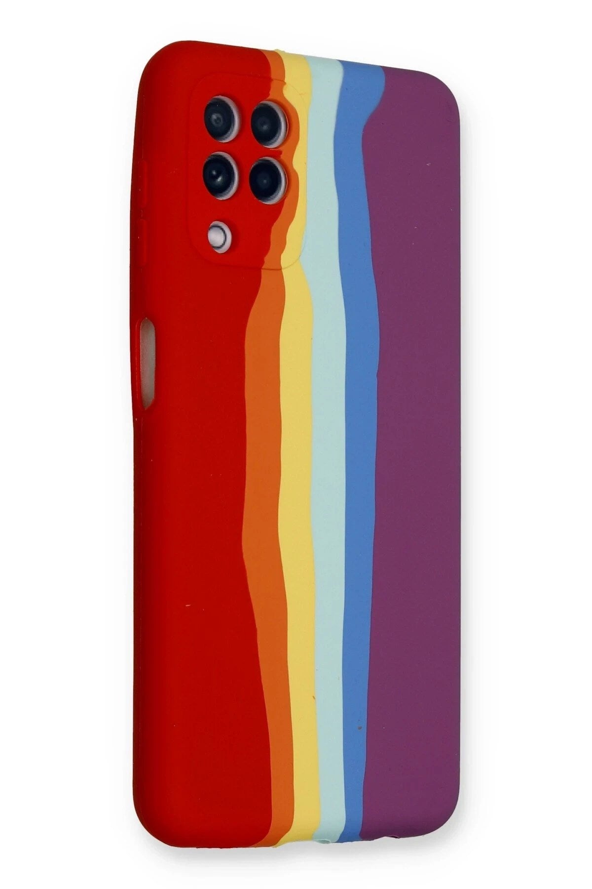 Mey İthalat® Samsung Galaxy A22 Kılıf Ebruli Lansman Silikon - Kırmızı-Mor