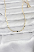 Mey İthalat® CM 14K Gold Renk Lazerli Yassı Model Zincirli 60 cm Kadın Kolye