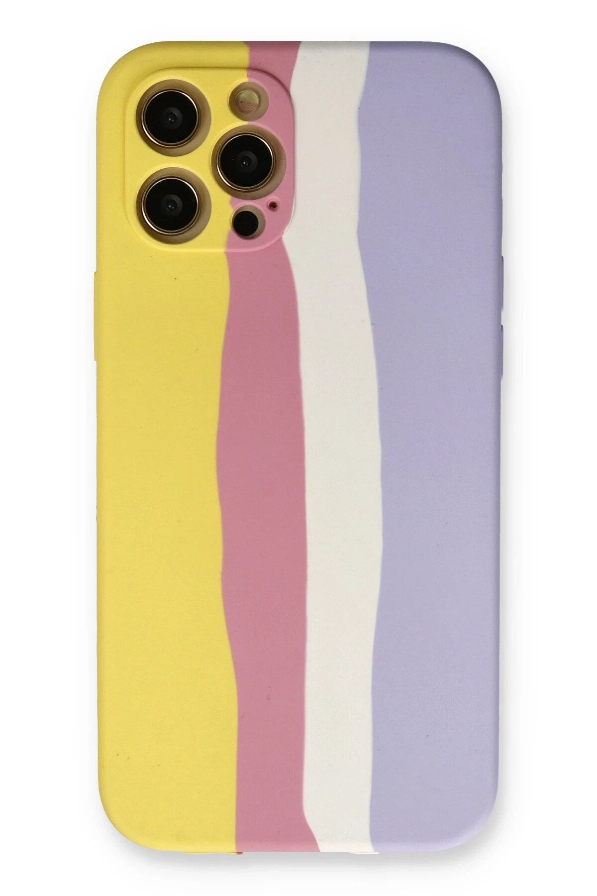 Mey İthalat® iPhone 12 Pro Max Kılıf Ebruli Lansman Silikon - Sarı-Mavi