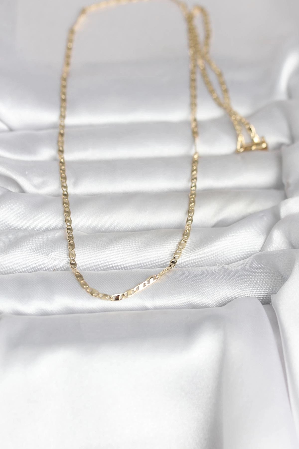 Mey İthalat® CM 14K Gold Renk Yassı Zincir Model 60 cm Kadın Kolye