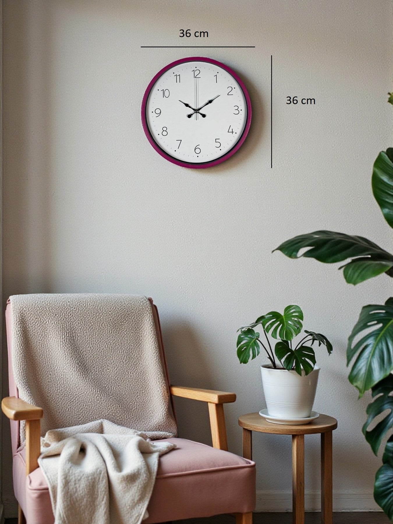 36 Cm Pembe Standart Duvar Saati