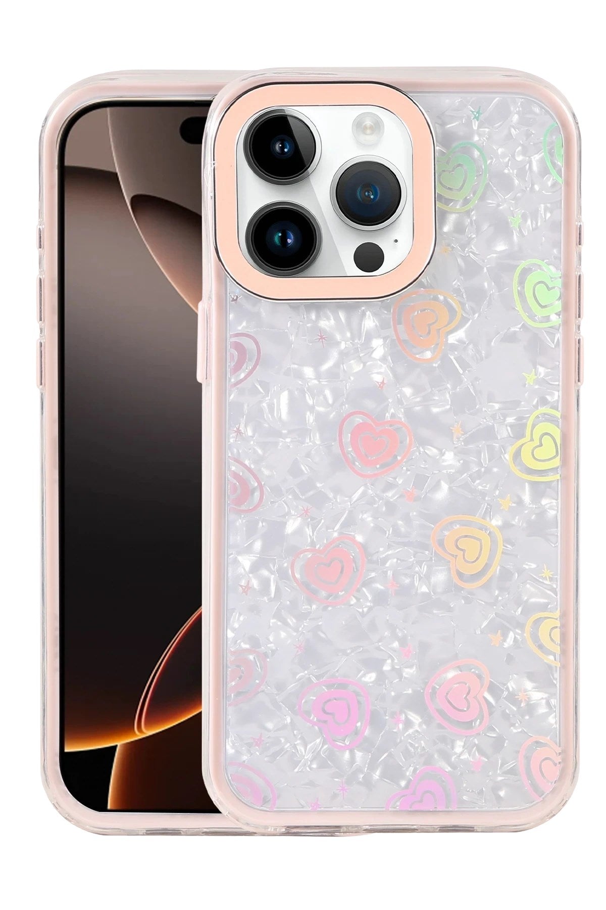 Mey İthalat® iPhone 15 Pro Max Lumi Desenli Kapak - Pembe