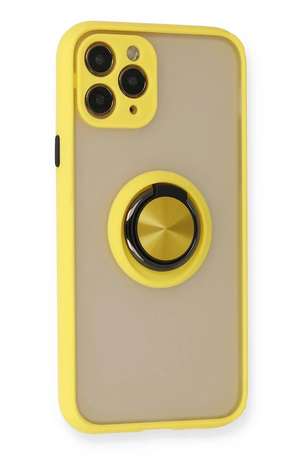 Mey İthalat® iPhone 11 Pro Max Kılıf Montreal Yüzüklü Silikon Kapak - Sarı