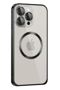 Mey İthalat® iPhone 15 Pro Max Kılıf Metal Bumper Magneticsafe Kapak - Siyah