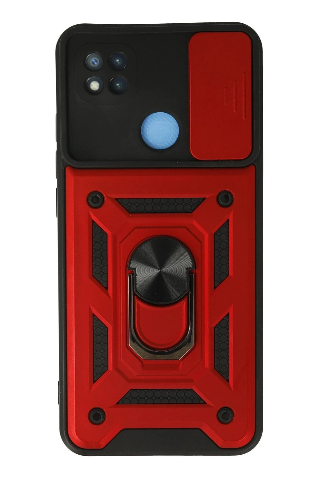 Mey İthalat® Redmi 9C Kılıf Pars Lens Yüzüklü Silikon - Kırmızı