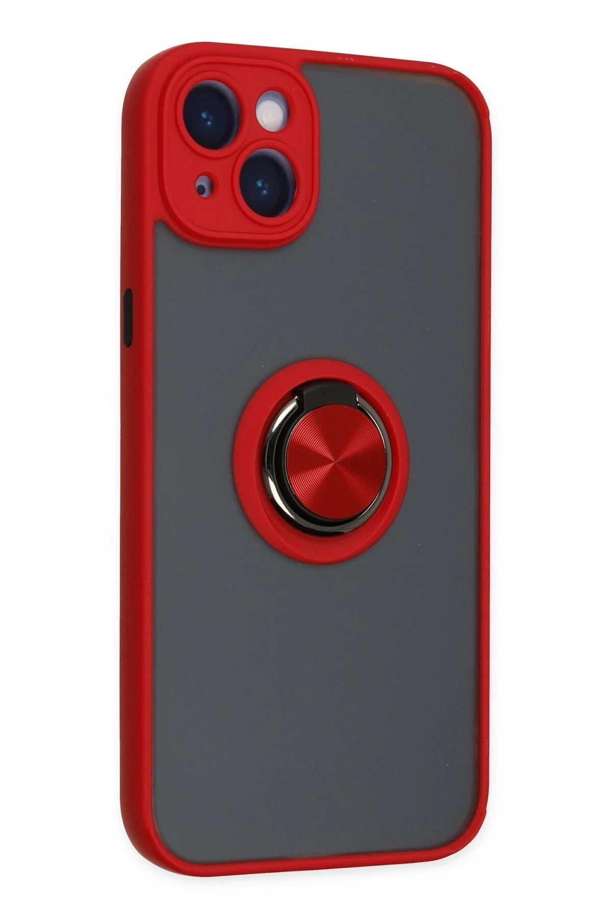 Mey İthalat® iPhone 14 Kılıf Montreal Yüzüklü Silikon Kapak - Kırmızı
