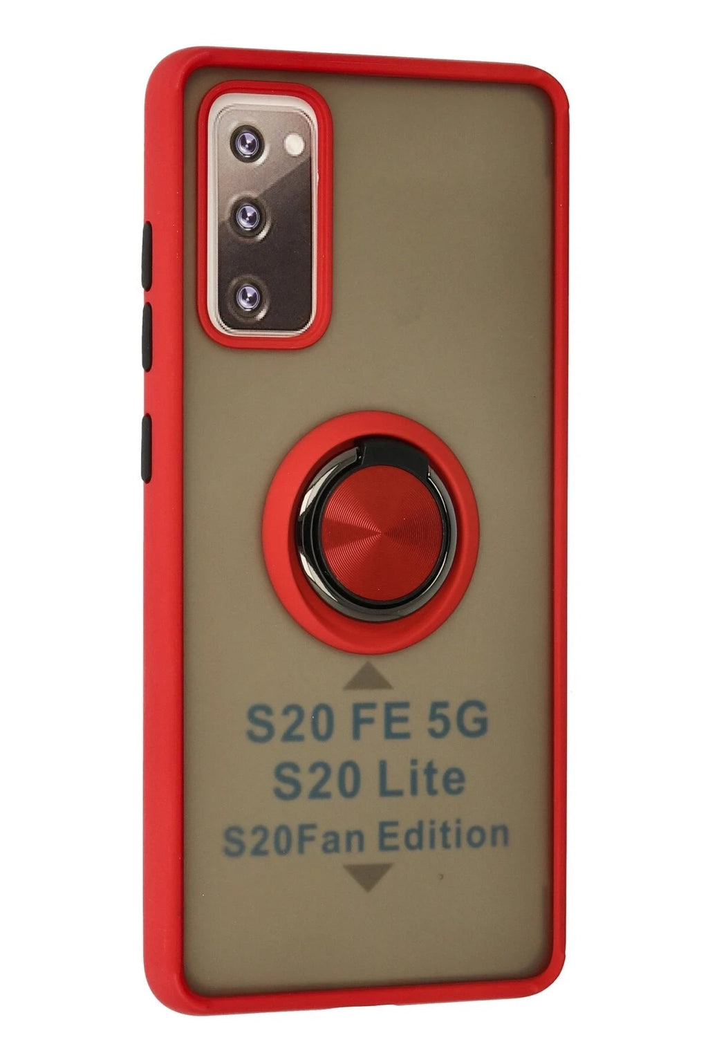 Mey İthalat® Samsung Galaxy S20 FE Kılıf Montreal Yüzüklü Silikon Kapak - Kırmızı