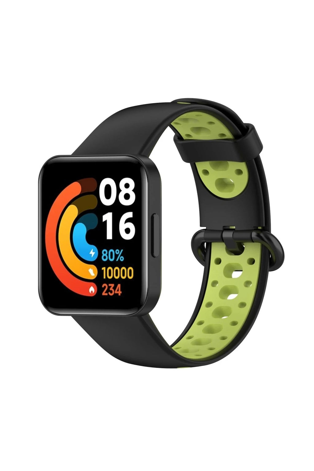 Mey İthalat® Redmi Watch 2 Spor Delikli Kordon - Siyah-Yeşil