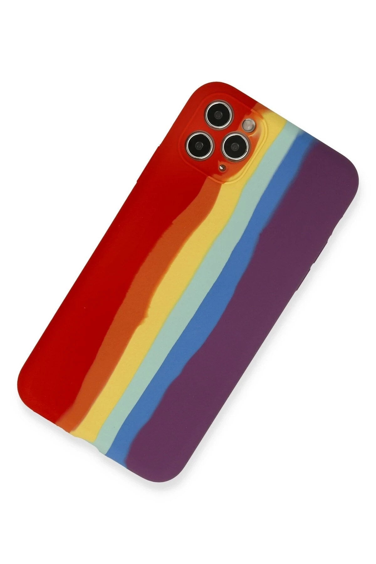 Mey İthalat® iPhone 11 Pro Kılıf Ebruli Lansman Silikon - Kırmızı-Mor