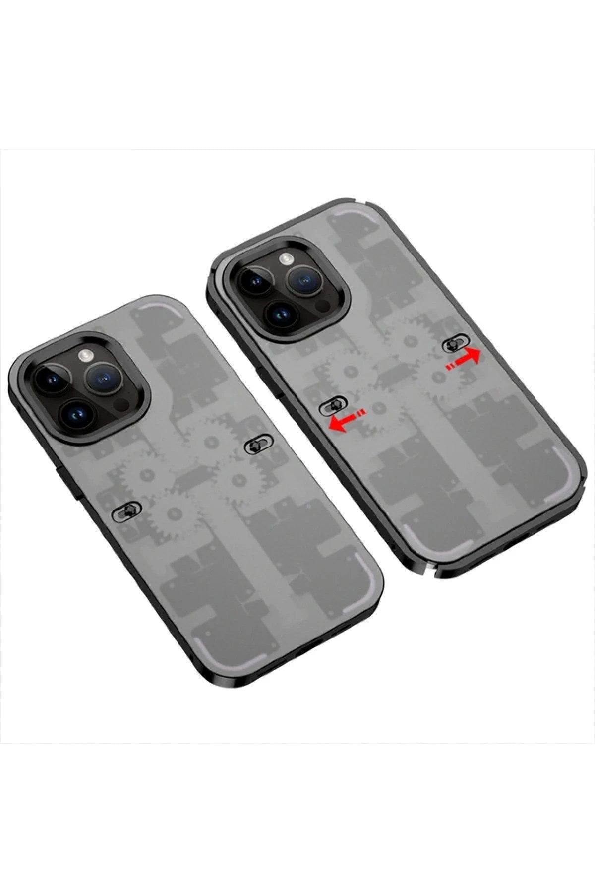 Mey İthalat® iPhone 13 Pro Kılıf Mekanik Bumper Kapak - Siyah