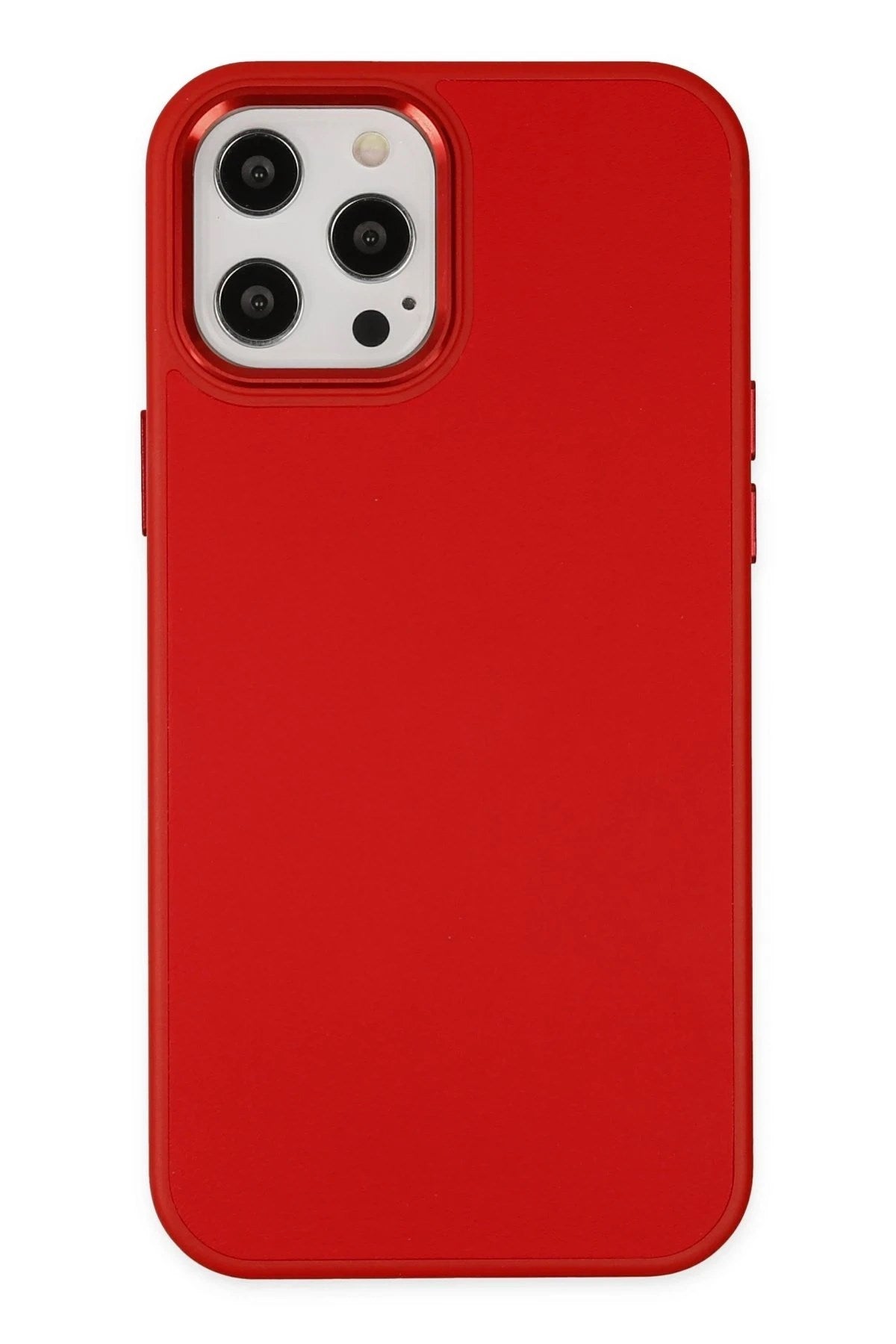 Mey İthalat® iPhone 12 Pro Max Kılıf Asya Deri Silikon - Kırmızı