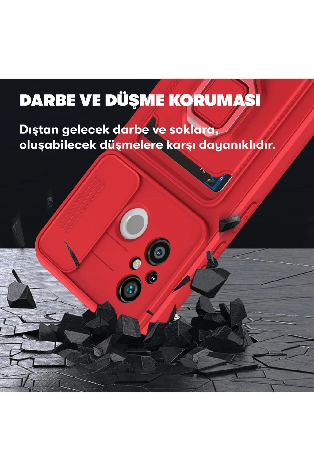 Mey İthalat® Redmi 12C Kılıf Zuma Kartvizitli Yüzüklü Silikon - Siyah