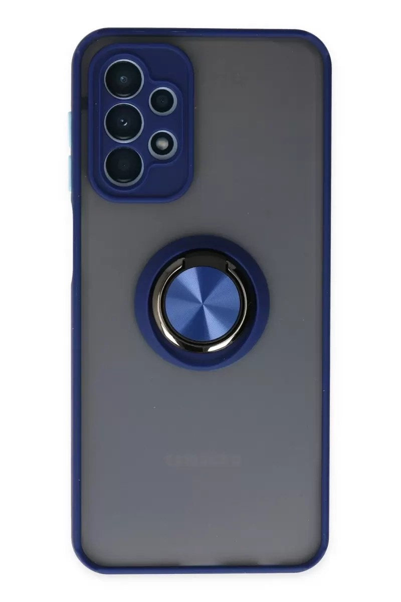 Mey İthalat® Samsung Galaxy A23 4G Kılıf Montreal Yüzüklü Silikon Kapak - Lacivert