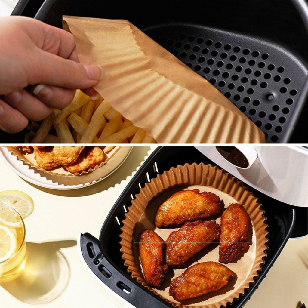 100 Adet Air Fryer Pişirme Kağıdı Tek Kullanımlık Yağlı Kağıdı Yuvarlak Tabak Model