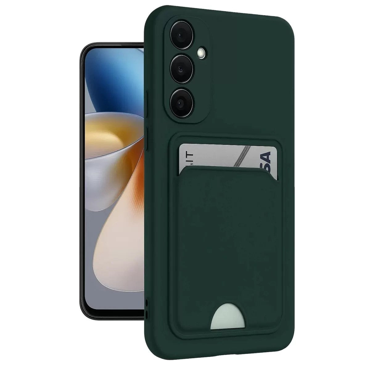 Mey İthalat® Samsung Galaxy M15 Kelvin Kartvizitli Silikon - Koyu Yeşil