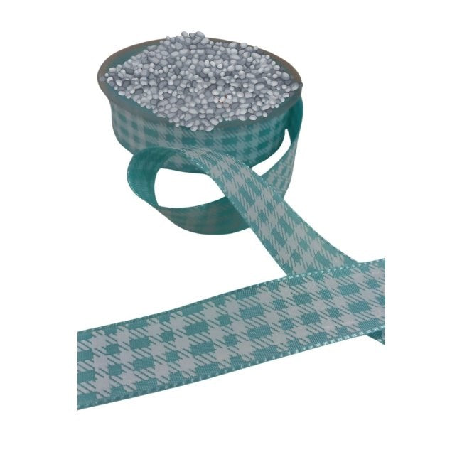 Tafta Ekoseli Kurdele 25 Mm Mint 1 Metre