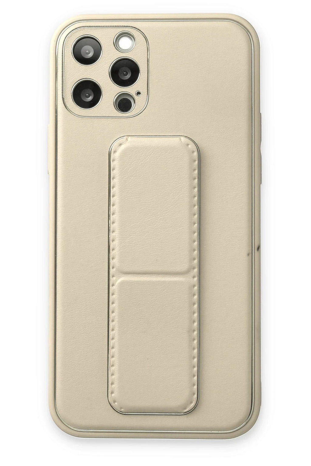 Mey İthalat® iPhone 12 Pro Kılıf Coco Deri Standlı Kapak - Beyaz