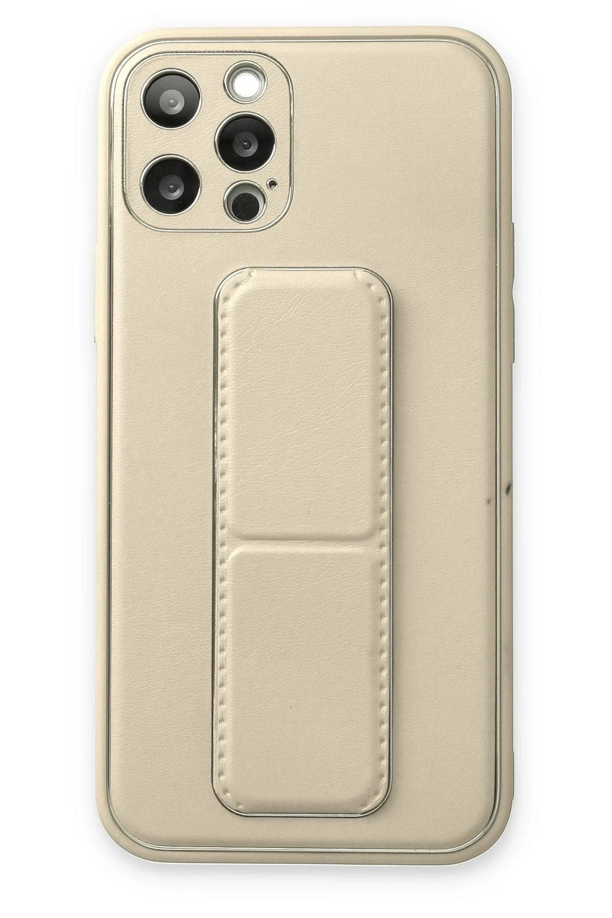 Mey İthalat® iPhone 12 Pro Kılıf Coco Deri Standlı Kapak - Beyaz