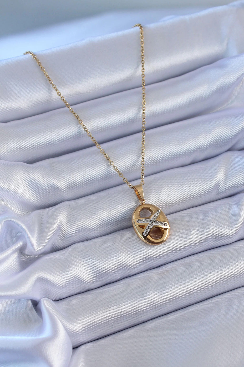 Mey İthalat® 316L Çelik Gold Renk Zirkon Taşlı Kadın Kolye