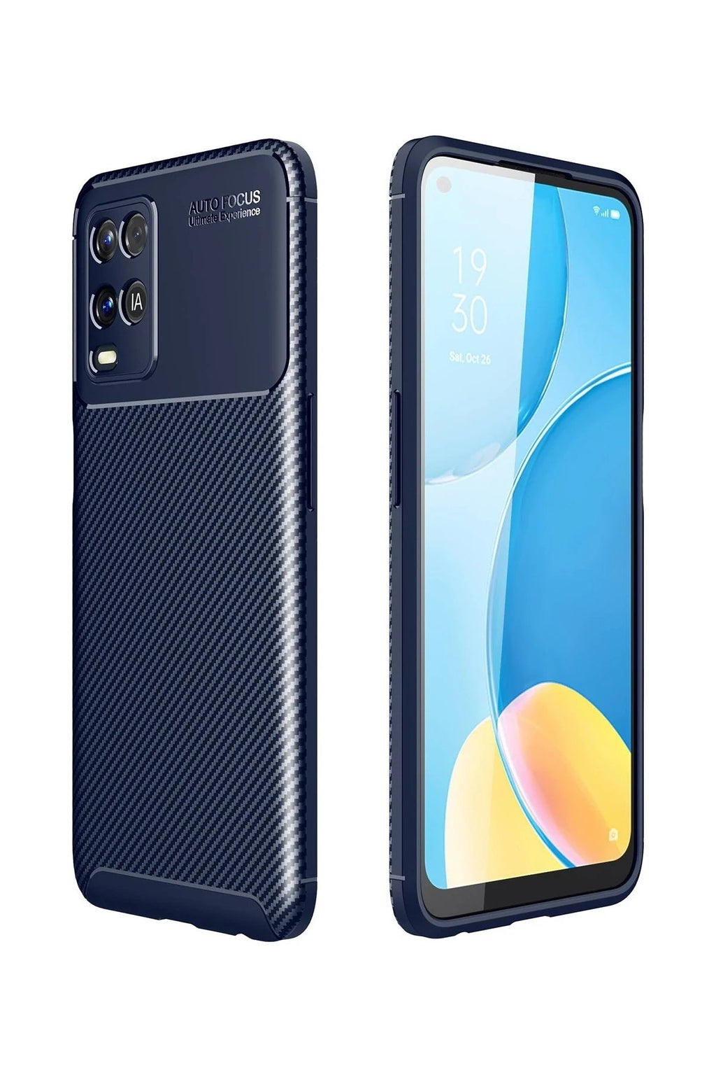 Mey İthalat® A54 4G Kılıf Auto Focus Karbon Kapak - Lacivert