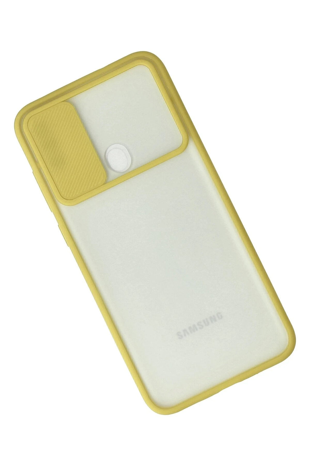 Mey İthalat® Samsung Galaxy A11 Kılıf Palm Buzlu Kamera Sürgülü Silikon - Sarı