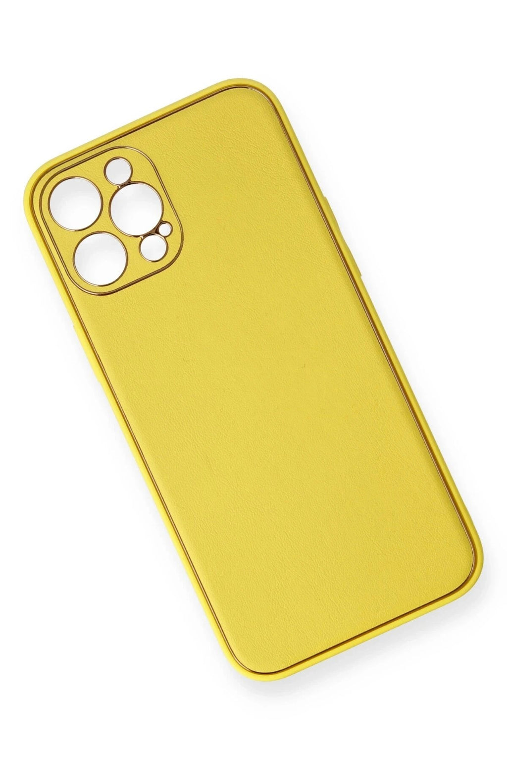 Mey İthalat® iPhone 12 Pro Kılıf Coco Deri Silikon Kapak - Sarı