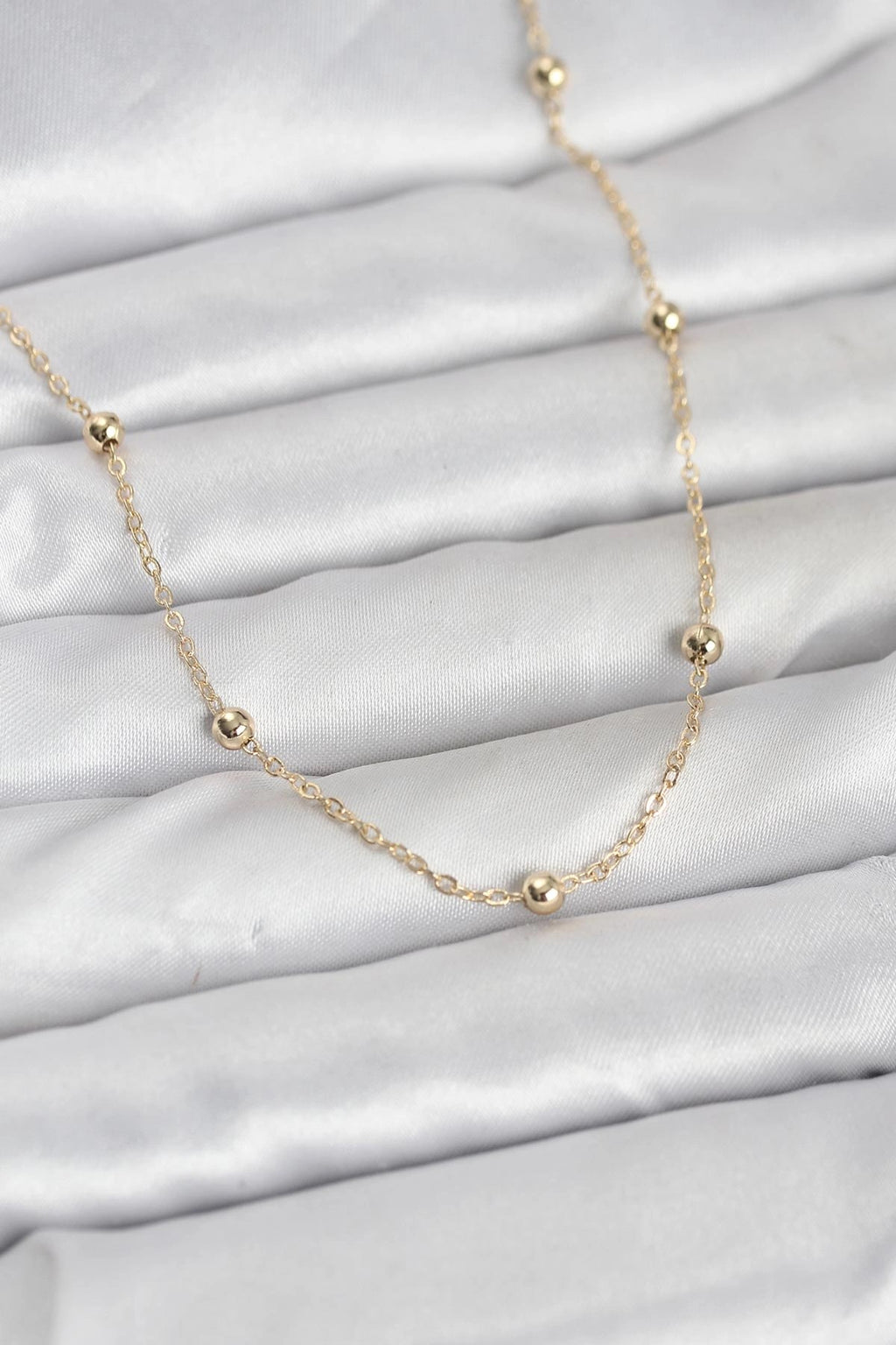 Mey İthalat® CM 14K Gold Renk Pirinç Top Zincirli 60 cm Kadın Kolye
