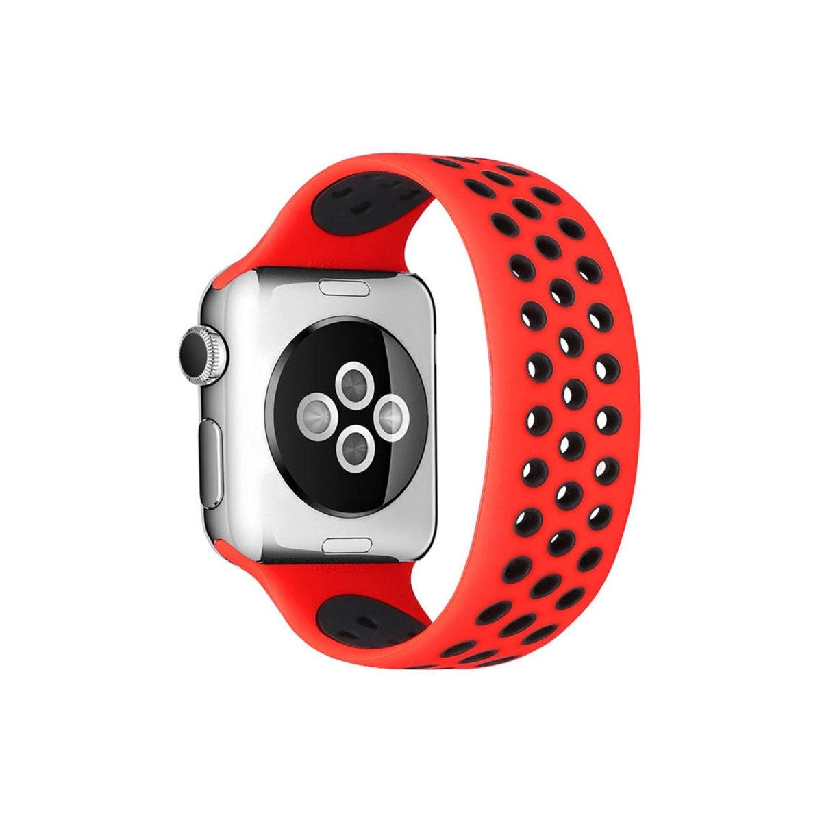 Mey İthalat® Watch 42mm Ayarlı Delikli Silikon Kordon - Kırmızı-Siyah