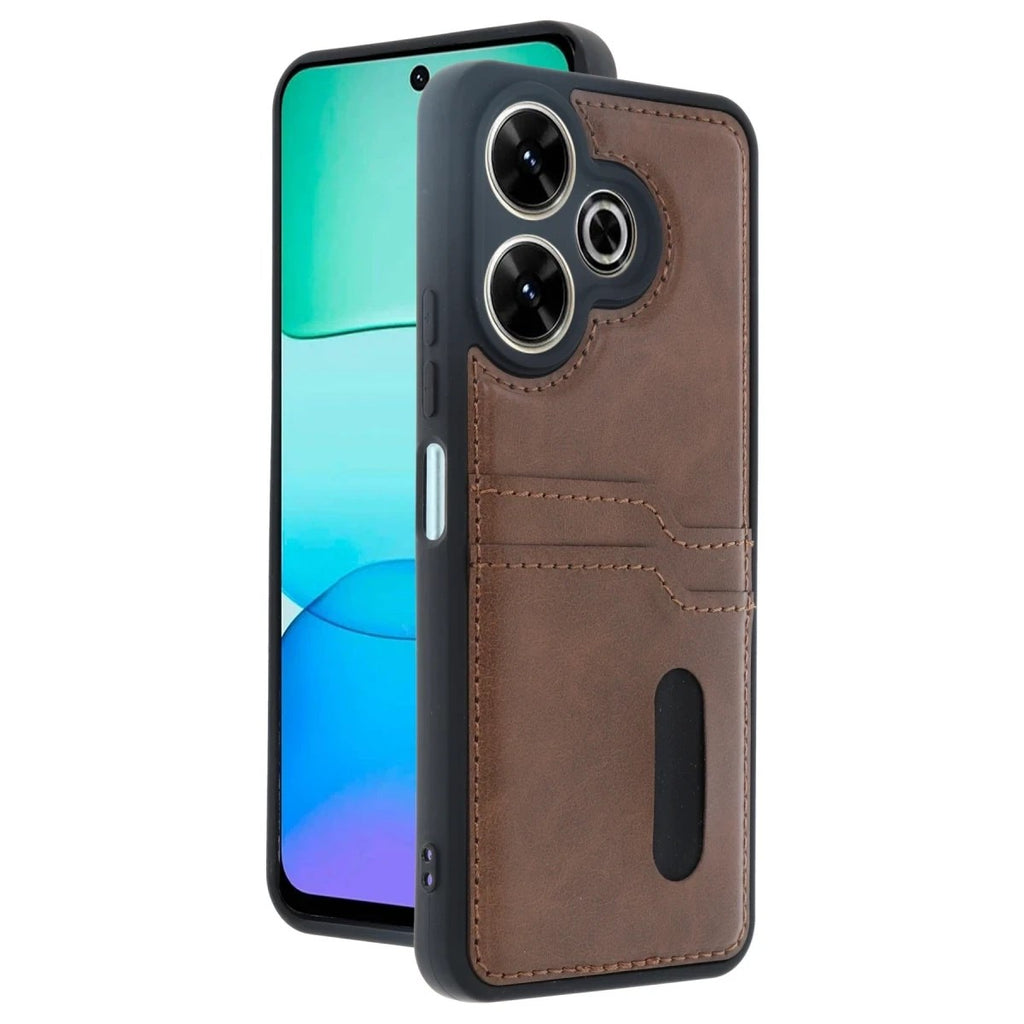 Mey İthalat® Redmi 13 4G Kılıf Sara Kartvizitli Deri Kılıf - Taba