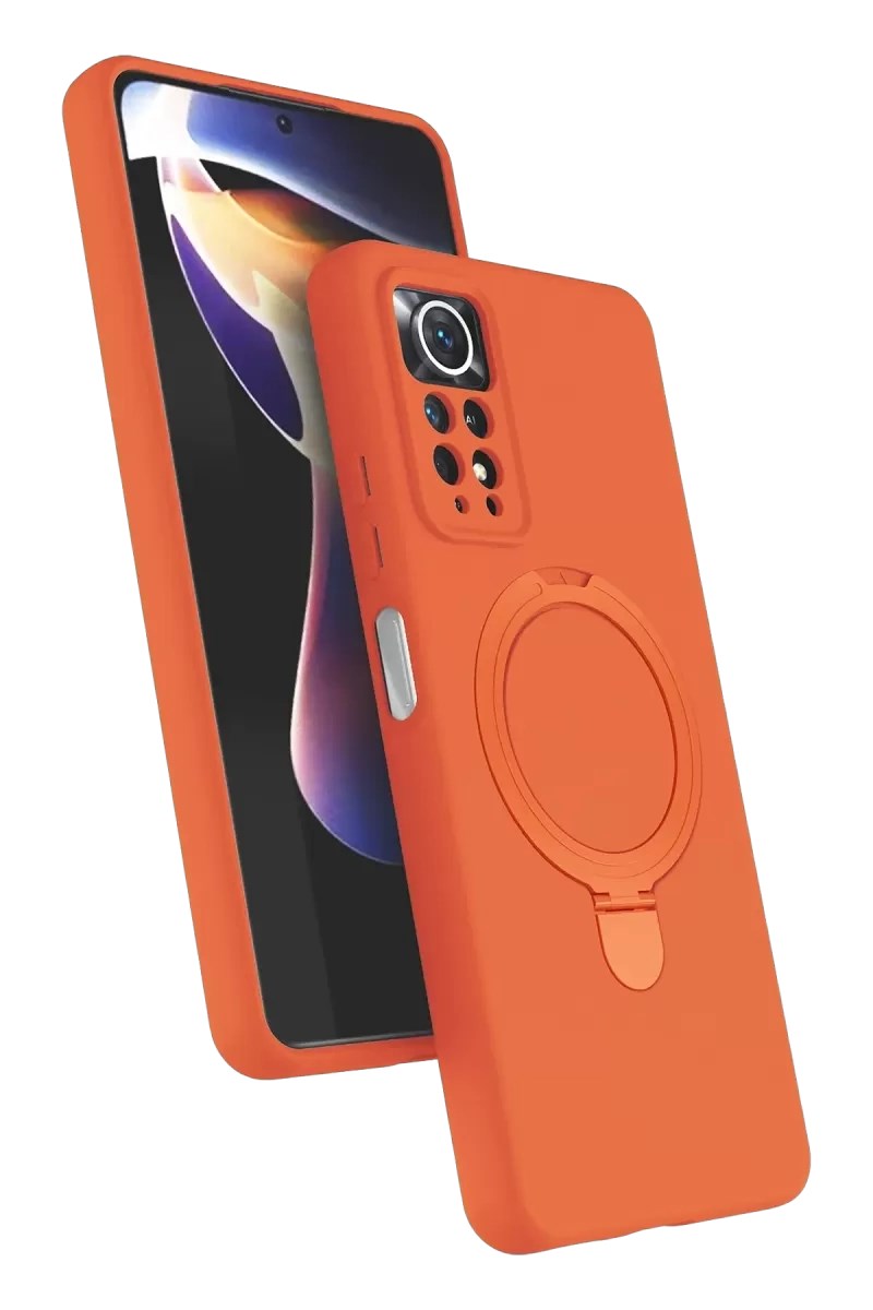 Mey İthalat® Redmi Note 12 Pro 4G Regal Magsafe Standlı Kapak - Turuncu
