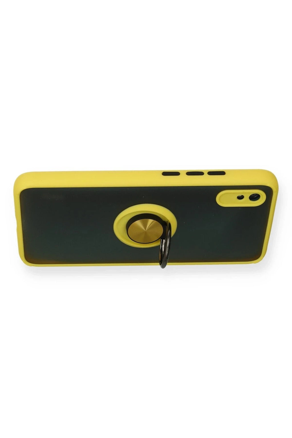 Mey İthalat® Redmi 9A Kılıf Montreal Yüzüklü Silikon Kapak - Sarı