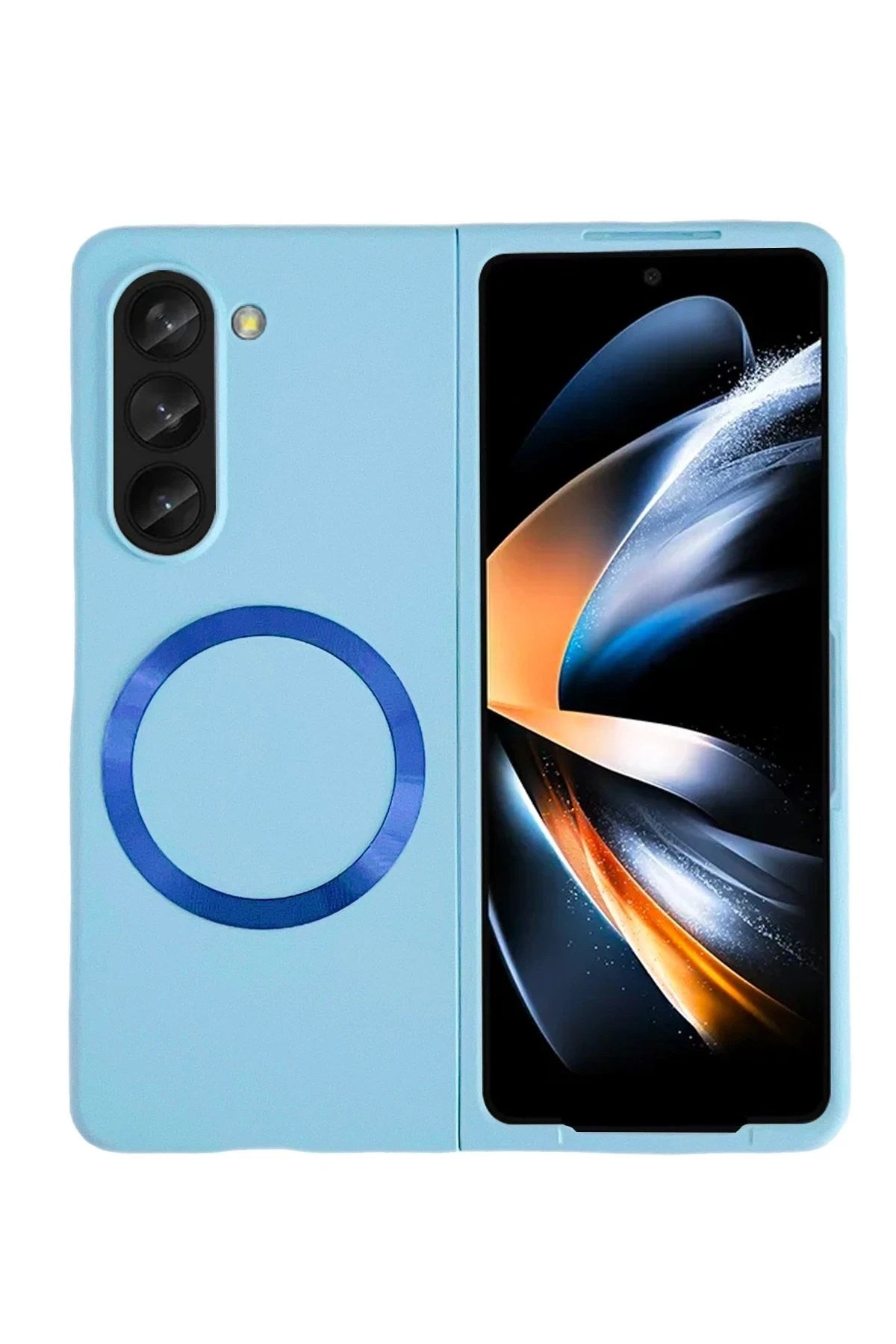 Mey İthalat® Samsung Galaxy Z Fold 5 Kılıf Mata Fold Kapak - Sierra Blue