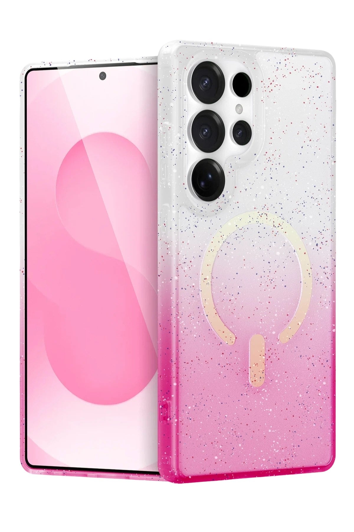 Mey İthalat® Samsung Galaxy S24 Ultra Pummel Shiny Magsafe Kapak - Pembe