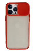 Mey İthalat® iPhone 13 Pro Max Kılıf Palm Buzlu Kamera Sürgülü Silikon - Kırmızı
