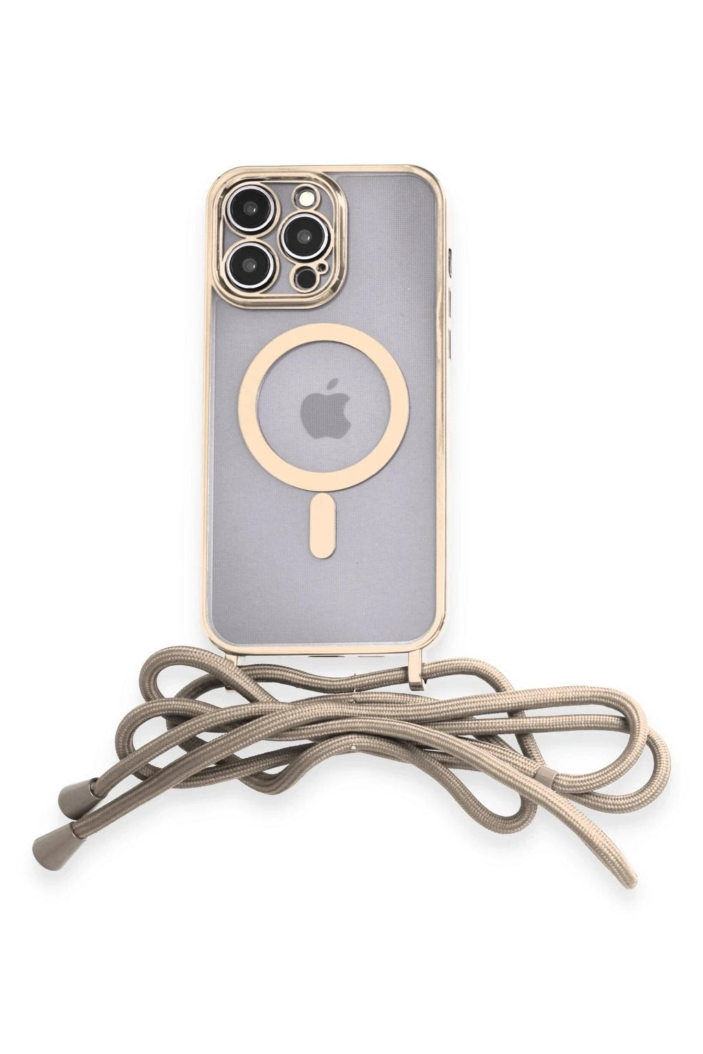 Mey İthalat® iPhone 12 Pro Max Kılıf Divo Lazer Askılı Magsafe Kapak - Gold