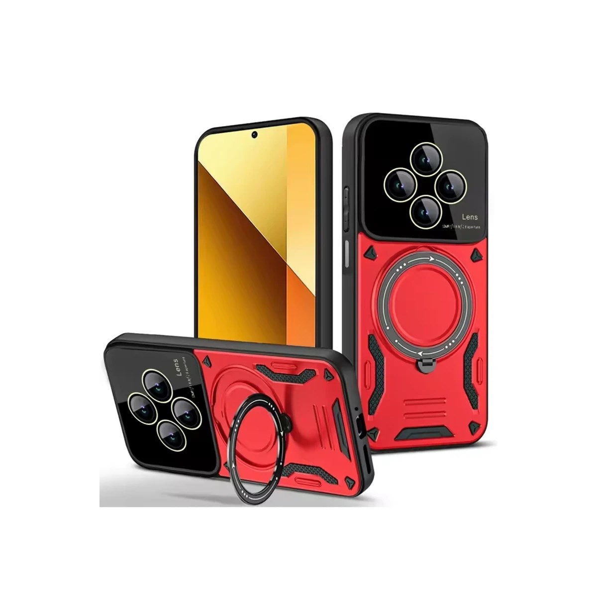 Mey İthalat® Redmi 14C Kılıf Joy Lens Standlı Kapak - Kırmızı
