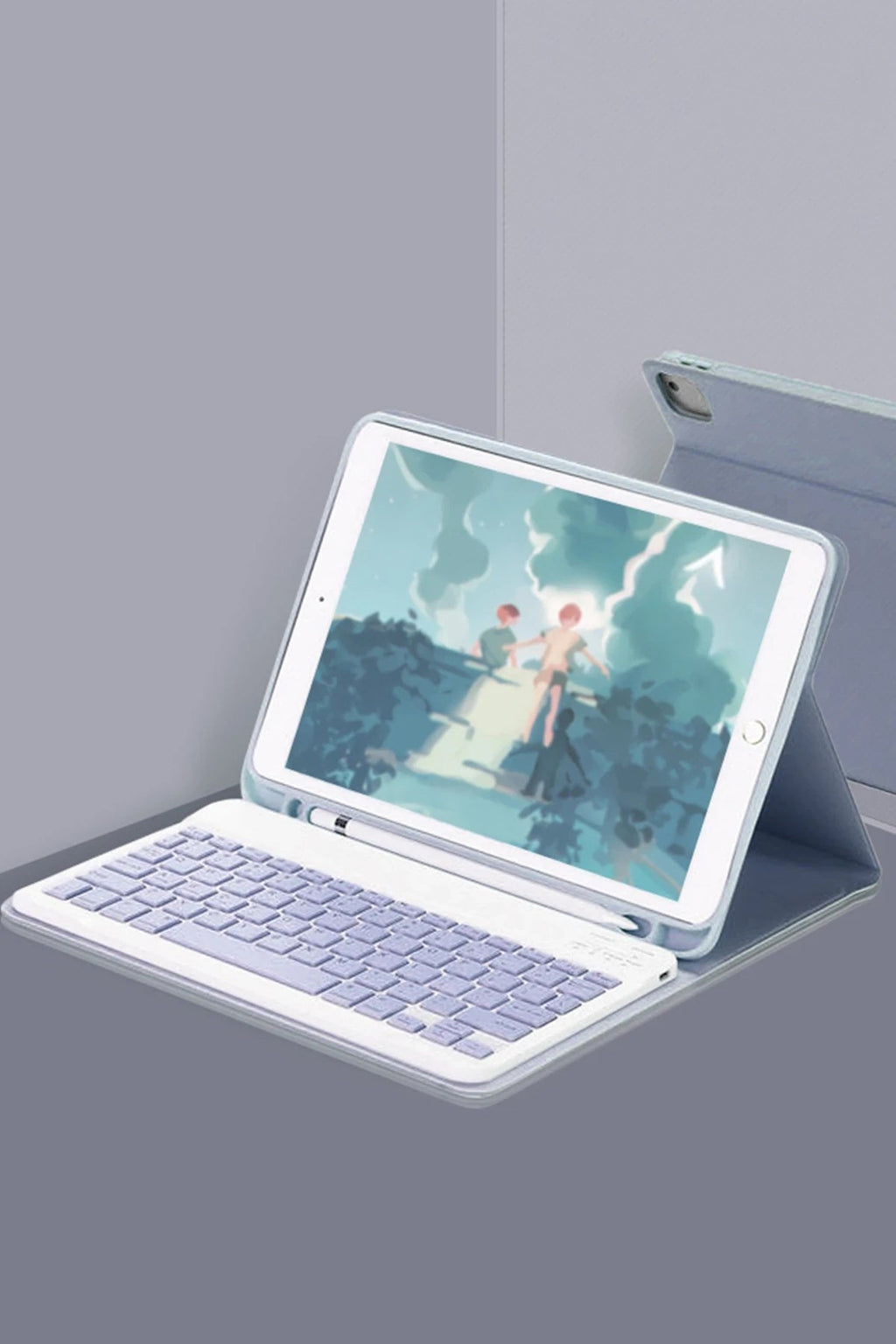 Mey İthalat® iPad 10.2 (9.nesil) Kılıf KC01 Smart Klavyeli Tablet Kılıfı - Lacivert