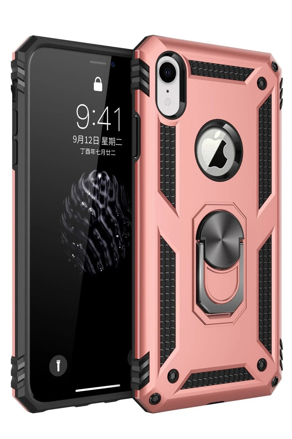 Mey İthalat® iPhone XR Kılıf Sofya Yüzüklü Silikon Kapak - Rose