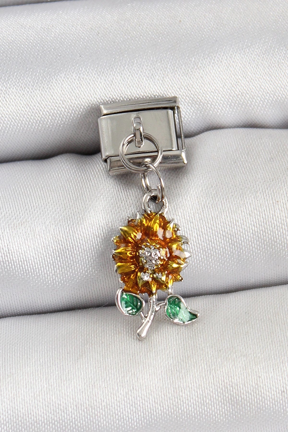 Mey İthalat® 316L Çelik Sallantılı Ayçiçeği Model Gümüş Renk Nomination Charm