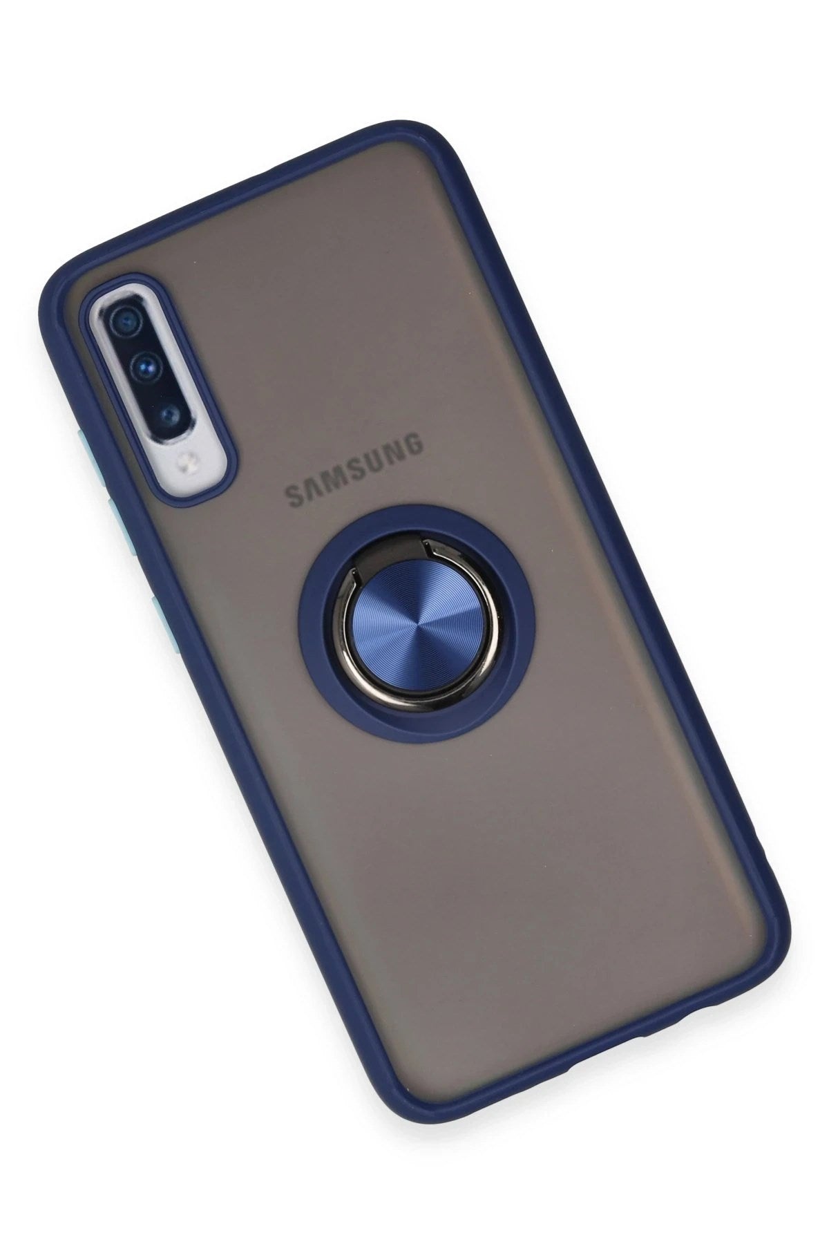 Mey İthalat® Samsung Galaxy A70 Kılıf Montreal Yüzüklü Silikon Kapak - Lacivert