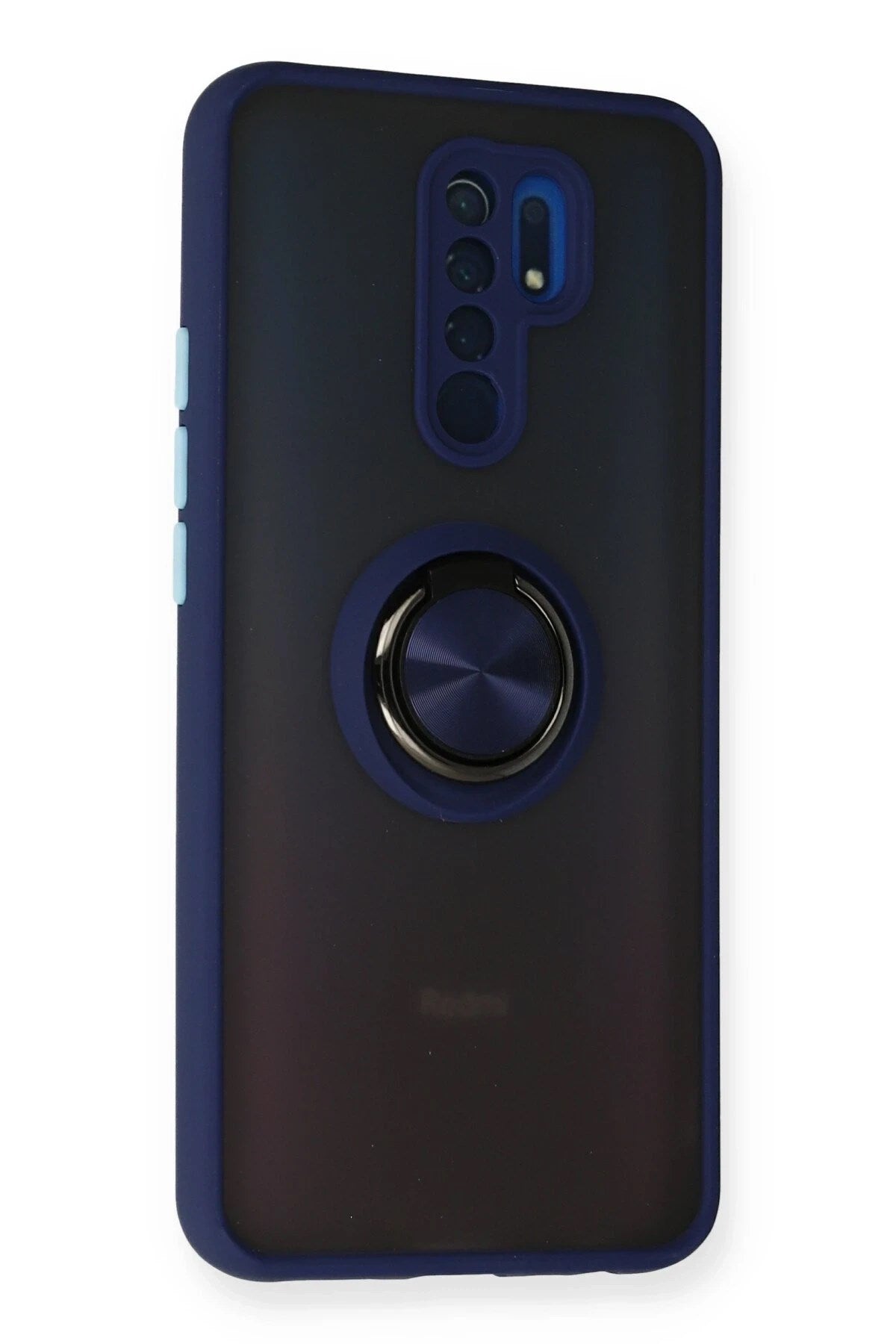 Mey İthalat® Redmi 9 Kılıf Montreal Yüzüklü Silikon Kapak - Lacivert