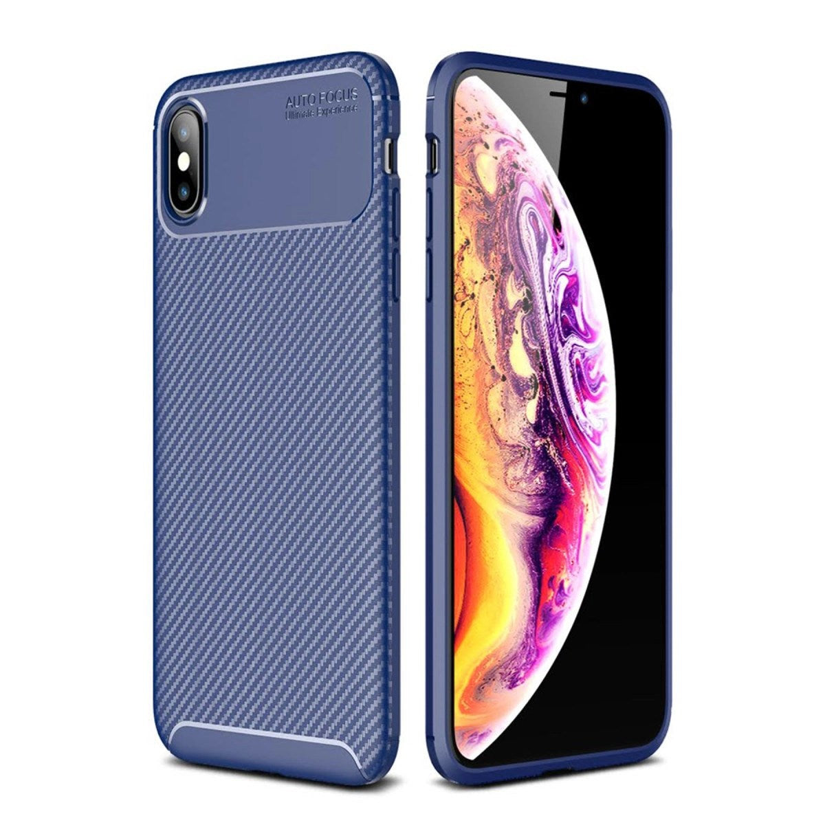 Mey İthalat® iPhone XS Max Kılıf Auto Focus Karbon Kapak - Lacivert