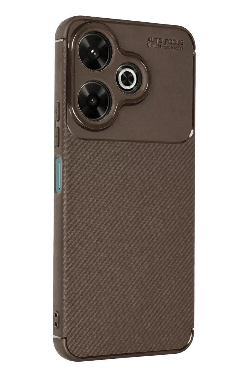 Mey İthalat® Redmi 13 4G Kılıf Auto Focus Karbon Kapak - Kahverengi