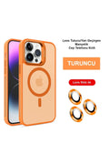 Mey İthalat® iPhone 14 Pro Max Kılıf Flet Lens Magsafe Kapak - Turuncu