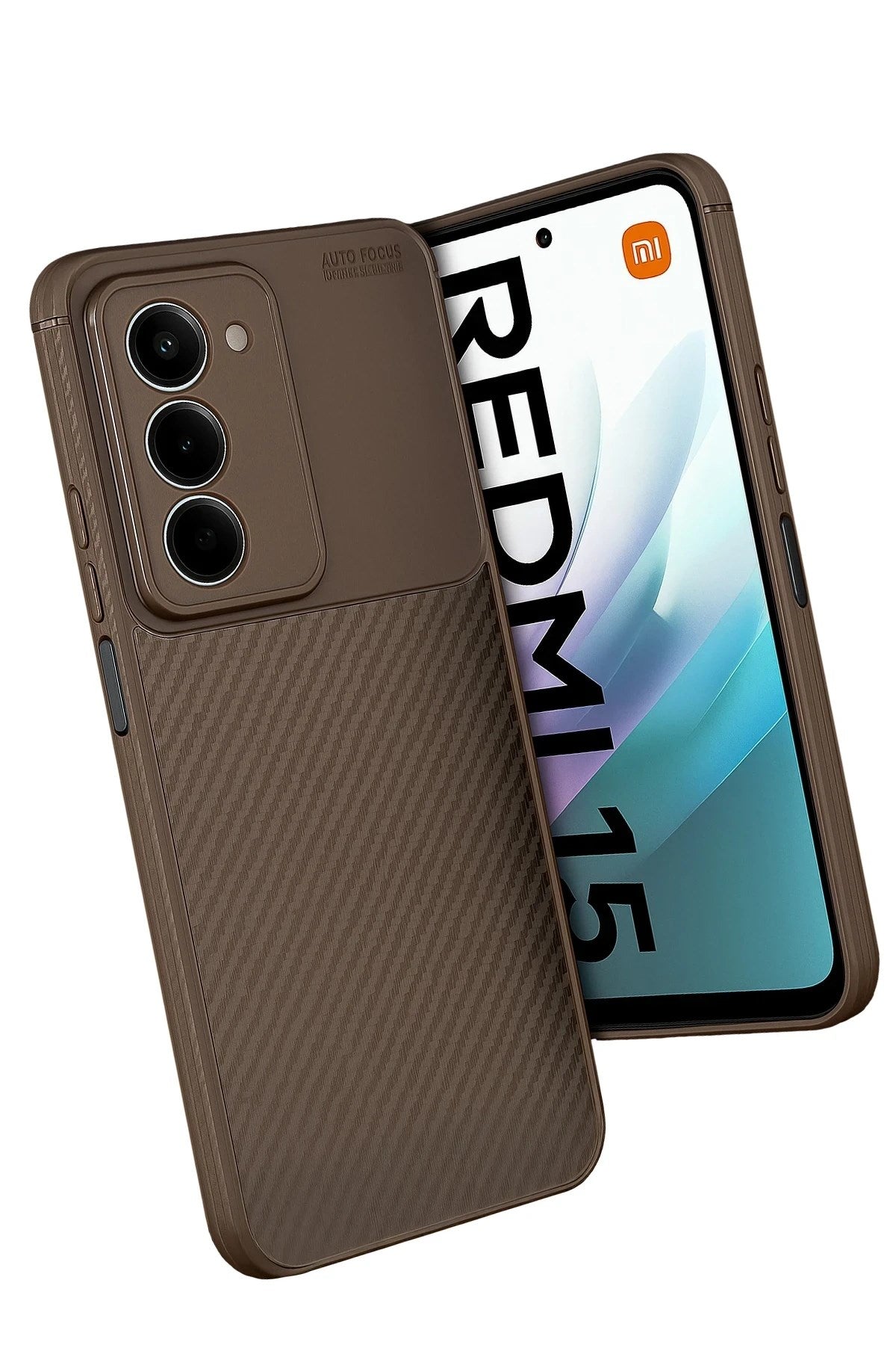Mey İthalat® Redmi 15 4G Auto Focus Karbon Kapak - Kahverengi