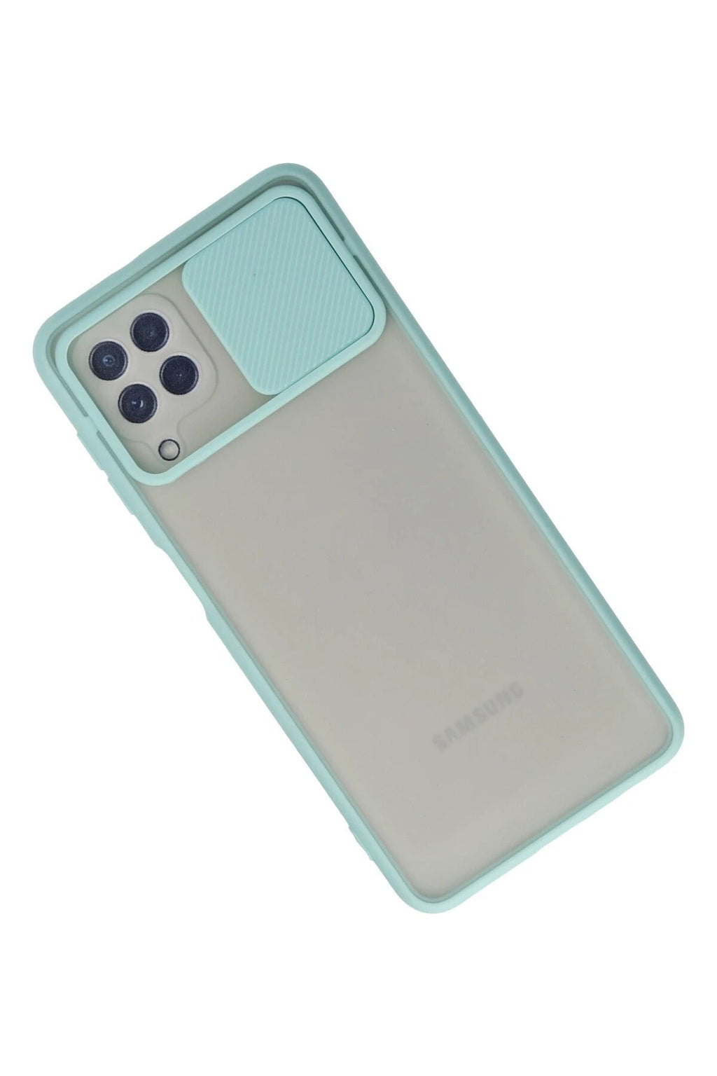 Mey İthalat® Samsung Galaxy A22 Kılıf Palm Buzlu Kamera Sürgülü Silikon - Turkuaz