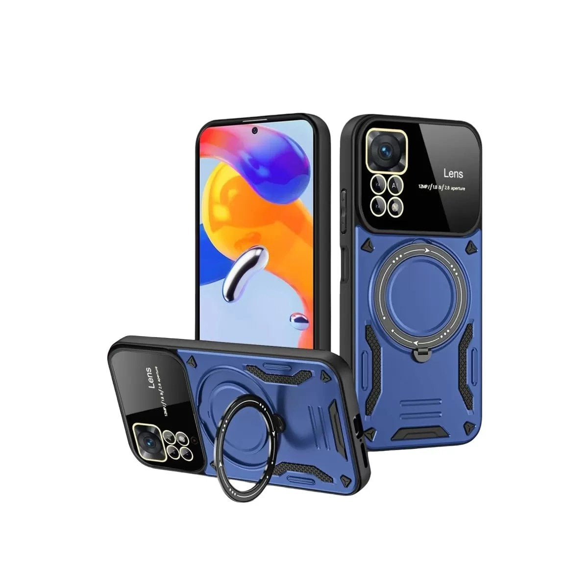 Mey İthalat® Realme 11 Pro Plus Joy Lens Standlı Kapak - Lacivert